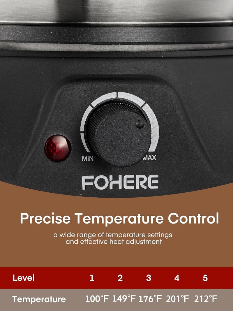 FOHERE 1500W Electric Fondue Pot Set, 1.4QT Non-Stick Electric Fondue Pot with 8 Color-Coded Forks, 6 Pcs Cups and Anti-Scald Handle, Precise Temperature Control for Cheese,Chocolate,Oil and Broth - Image 3